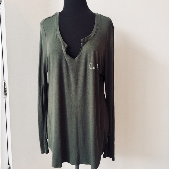 SOLD LOL Vintage Good Vibes Olive Long Tee - Picture 2 of 5